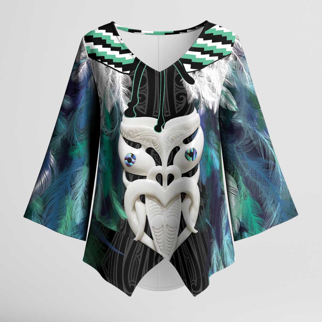Aotearoa Korowai Motif Kimono Sleeve Blouse Maori Wheku Poutama - Aussie Hoodie