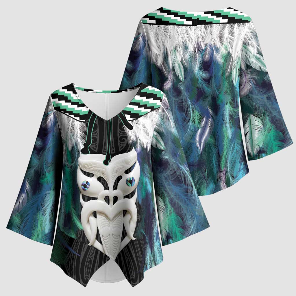 Aotearoa Korowai Motif Kimono Sleeve Blouse Maori Wheku Poutama - Aussie Hoodie