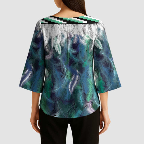 Aotearoa Korowai Motif Kimono Sleeve Blouse Maori Wheku Poutama - Aussie Hoodie