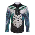 Aotearoa Korowai Motif Long Sleeve Button Shirt Maori Wheku Poutama