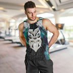 Aotearoa Korowai Motif Men Tank Top Maori Wheku Poutama