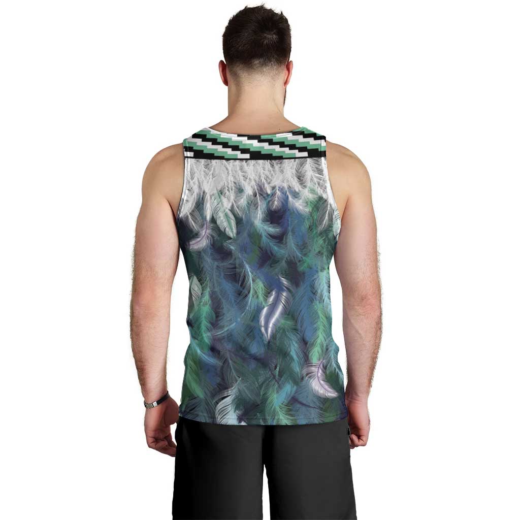 Aotearoa Korowai Motif Men Tank Top Maori Wheku Poutama