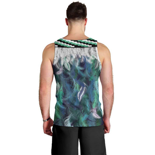 Aotearoa Korowai Motif Men Tank Top Maori Wheku Poutama