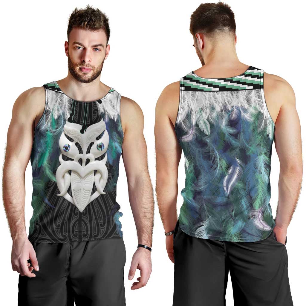 Aotearoa Korowai Motif Men Tank Top Maori Wheku Poutama