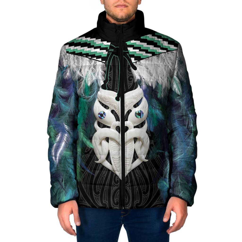 Aotearoa Korowai Motif Padded Jacket Maori Wheku Poutama - Aussie Hoodie