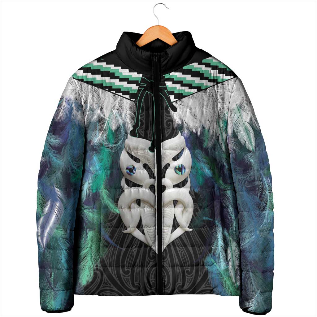 Aotearoa Korowai Motif Padded Jacket Maori Wheku Poutama - Aussie Hoodie