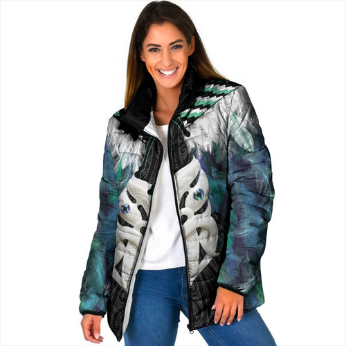 Aotearoa Korowai Motif Padded Jacket Maori Wheku Poutama - Aussie Hoodie