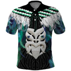 Aotearoa Korowai Motif Polo Shirt Maori Wheku Poutama