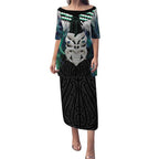 Aotearoa Korowai Motif Puletasi Maori Wheku Poutama