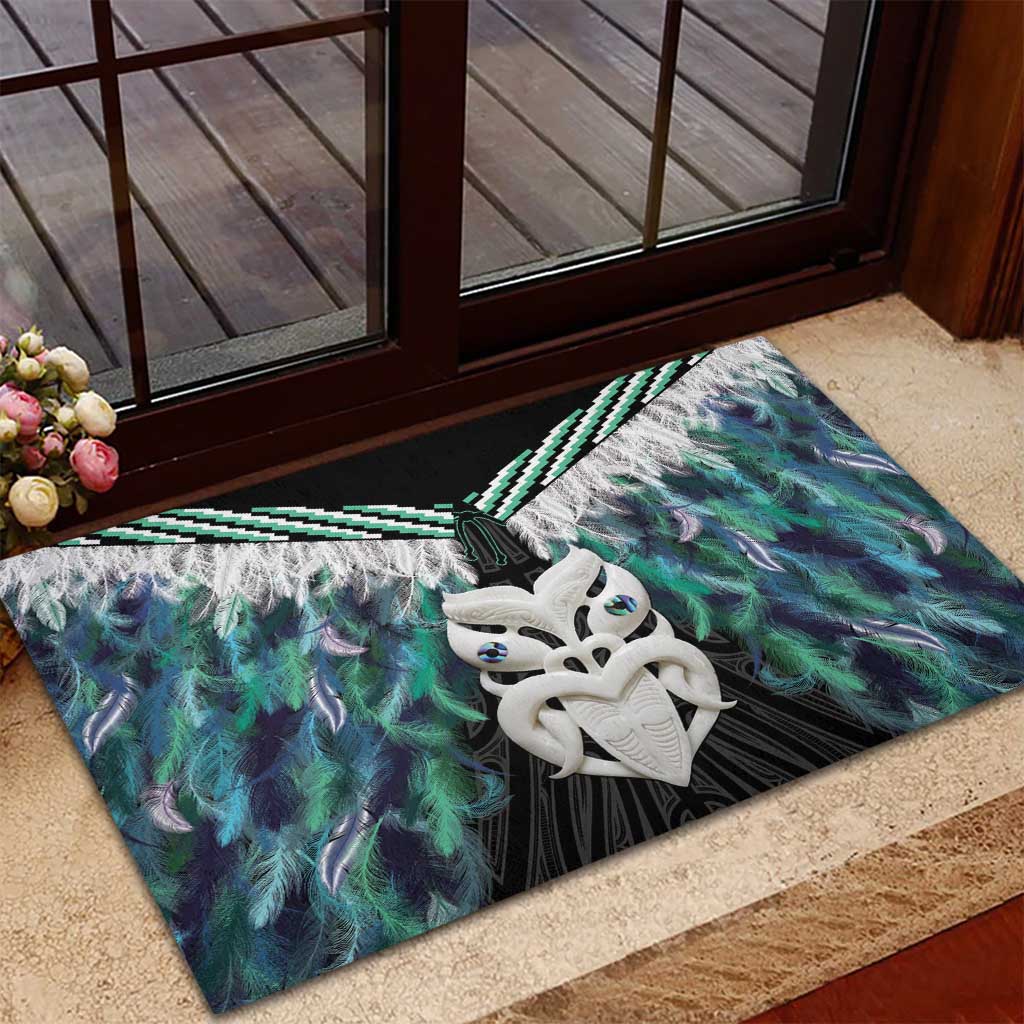 Aotearoa Korowai Motif Rubber Doormat Maori Wheku Poutama