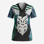 Aotearoa Korowai Motif Scrub Top Maori Wheku Poutama - Aussie Hoodie