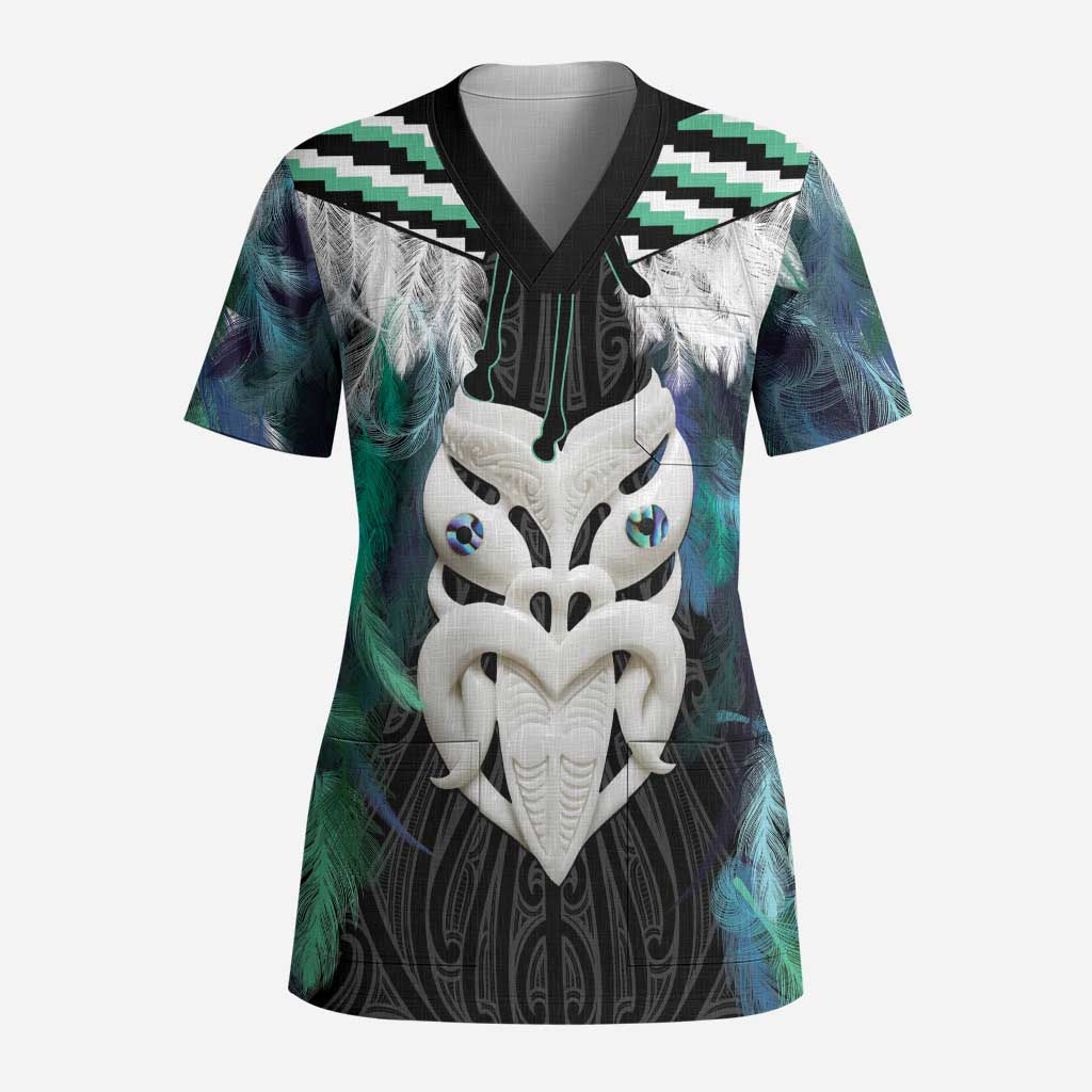 Aotearoa Korowai Motif Scrub Top Maori Wheku Poutama - Aussie Hoodie