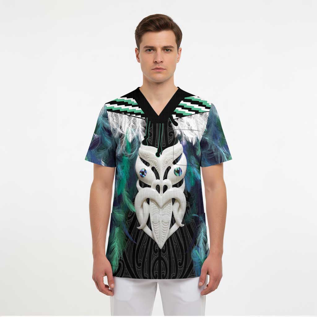 Aotearoa Korowai Motif Scrub Top Maori Wheku Poutama - Aussie Hoodie