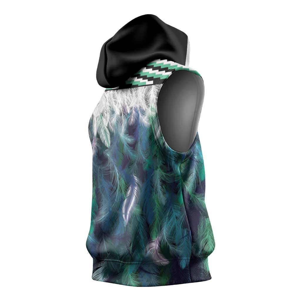 Aotearoa Korowai Motif Sleeveless Hoodie Maori Wheku Poutama - Aussie Hoodie