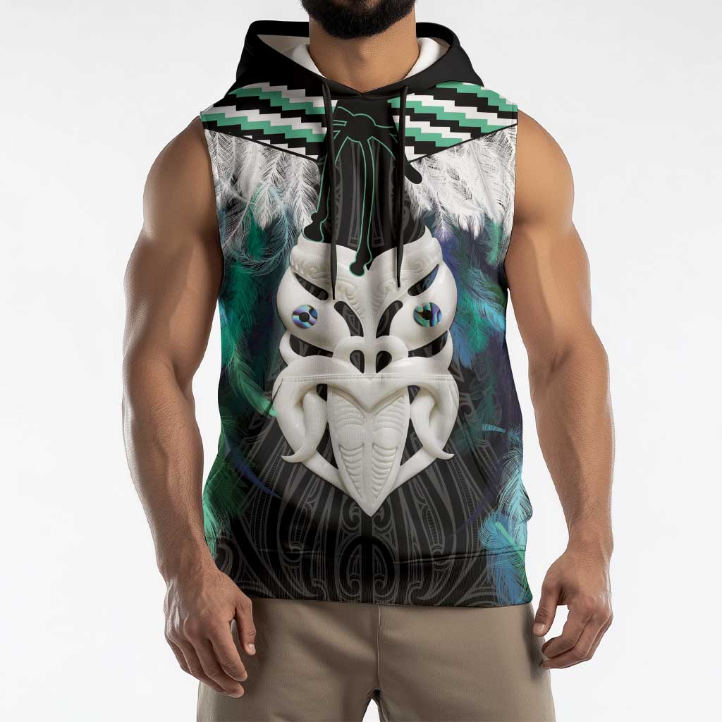Aotearoa Korowai Motif Sleeveless Hoodie Maori Wheku Poutama - Aussie Hoodie