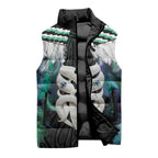 Aotearoa Korowai Motif Sleeveless Puffer Jacket Maori Wheku Poutama - Aussie Hoodie