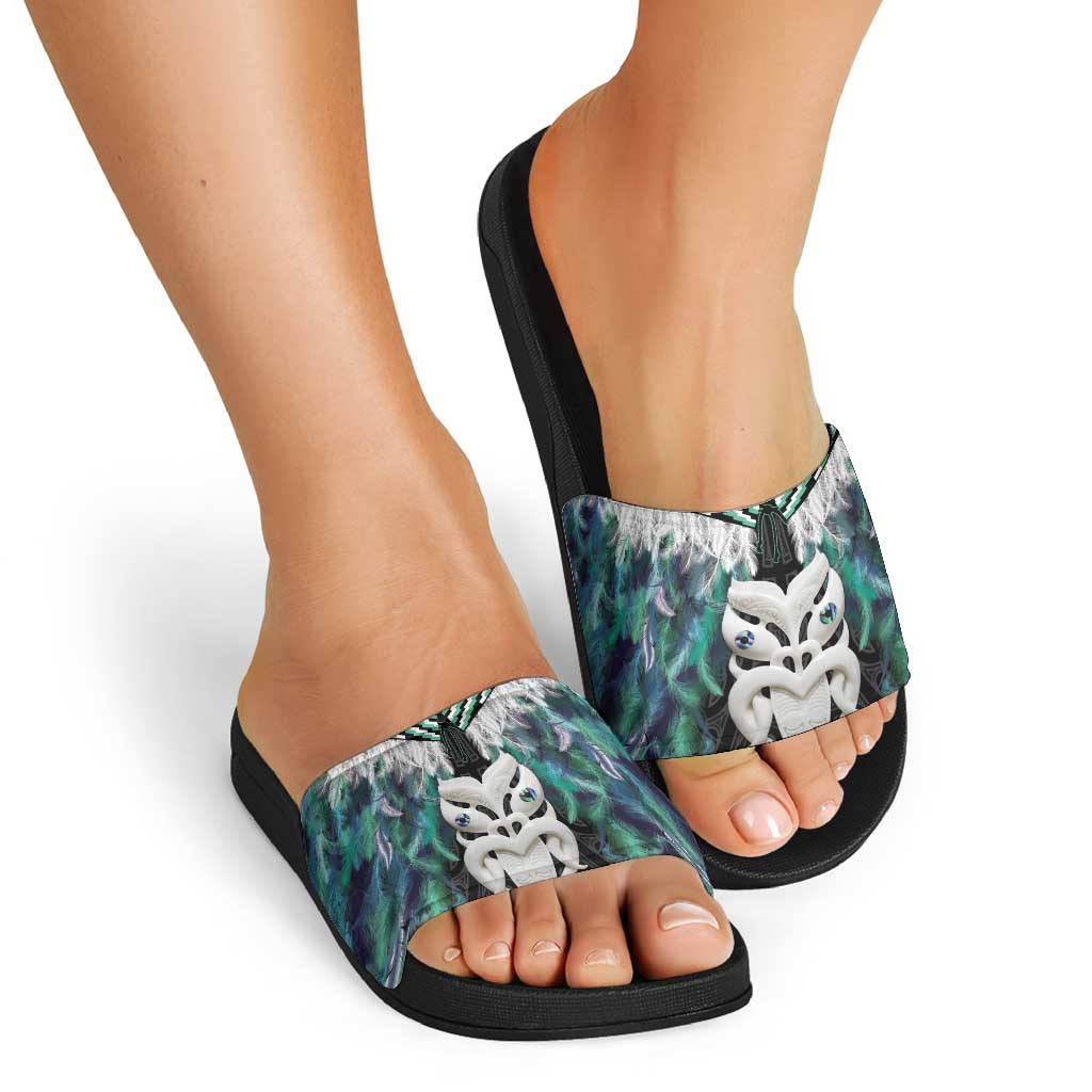 Aotearoa Korowai Motif Slide Sandals Maori Wheku Poutama - Aussie Hoodie