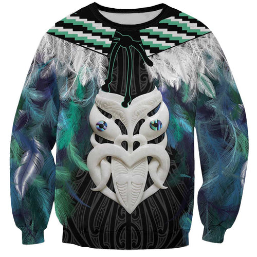 Aotearoa Korowai Motif Sweatshirt Maori Wheku Poutama