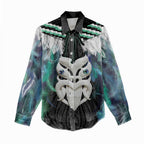 Aotearoa Korowai Motif Women Casual Shirt Maori Wheku Poutama