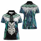 Aotearoa Korowai Motif Women Polo Shirt Maori Wheku Poutama