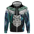 Aotearoa Korowai Motif Zip Hoodie Maori Wheku Poutama