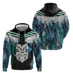 Aotearoa Korowai Motif Zip Hoodie Maori Wheku Poutama