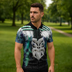Aotearoa Korowai Motif Zipper Polo Shirt Maori Wheku Poutama - Aussie Hoodie