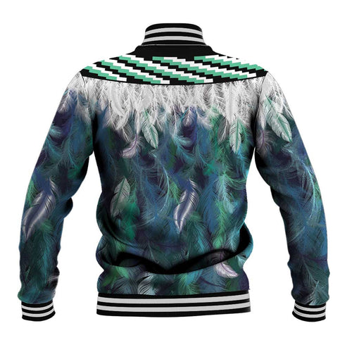 Aotearoa Korowai Motif Baseball Jacket Maori Tane Poutama