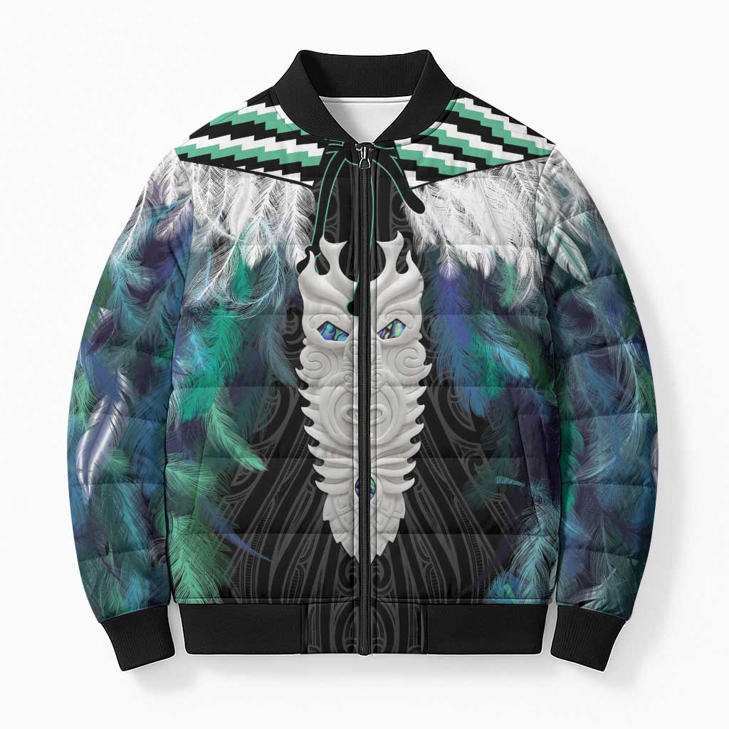 Aotearoa Korowai Motif Bomber Puffer Jacket Maori Tane Poutama - Aussie Hoodie