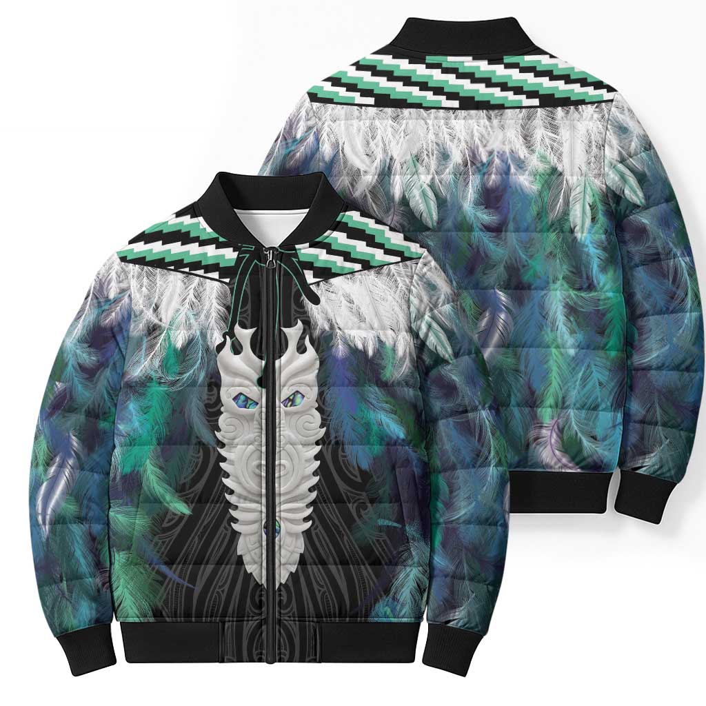 Aotearoa Korowai Motif Bomber Puffer Jacket Maori Tane Poutama - Aussie Hoodie