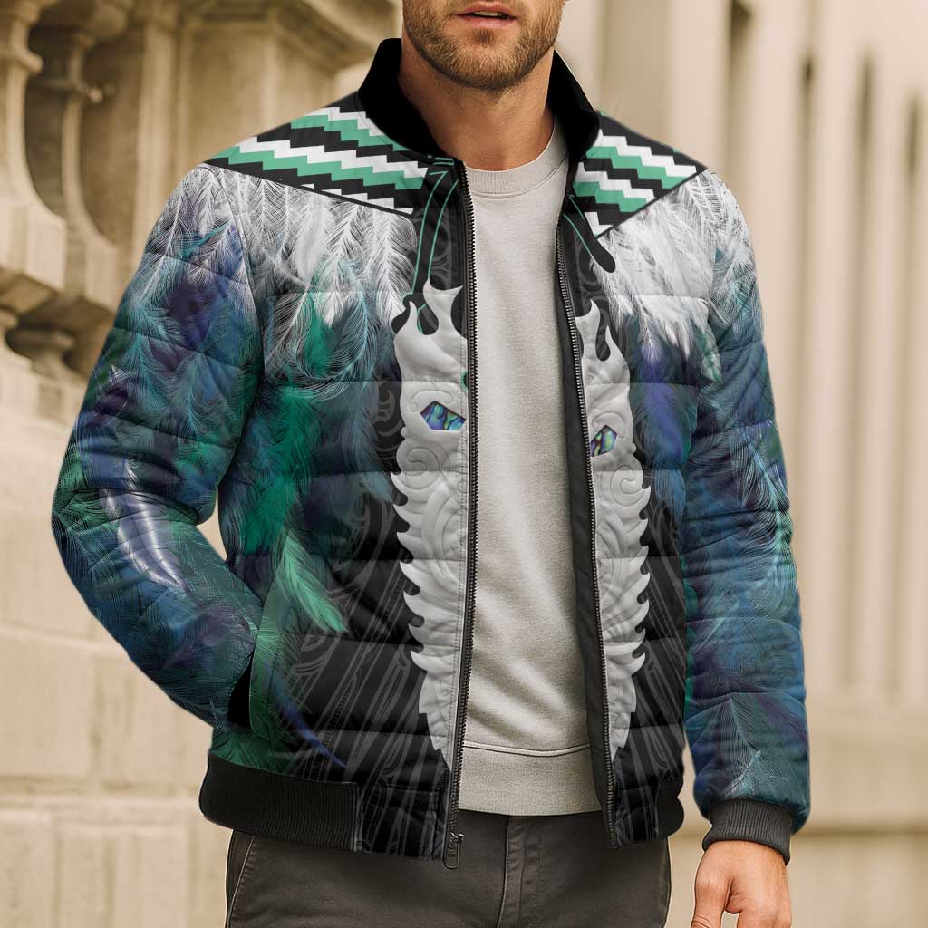 Aotearoa Korowai Motif Bomber Puffer Jacket Maori Tane Poutama - Aussie Hoodie