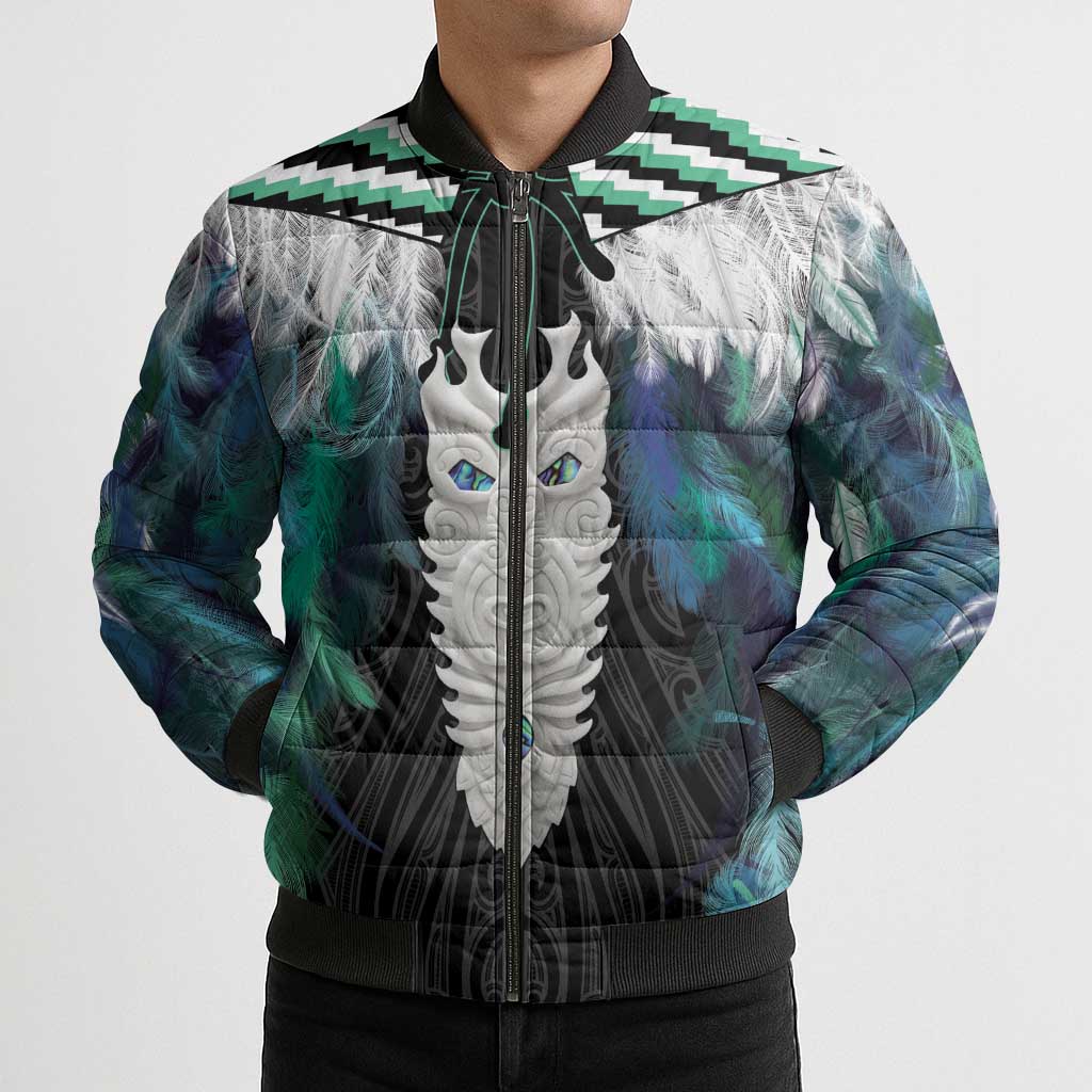 Aotearoa Korowai Motif Bomber Puffer Jacket Maori Tane Poutama - Aussie Hoodie