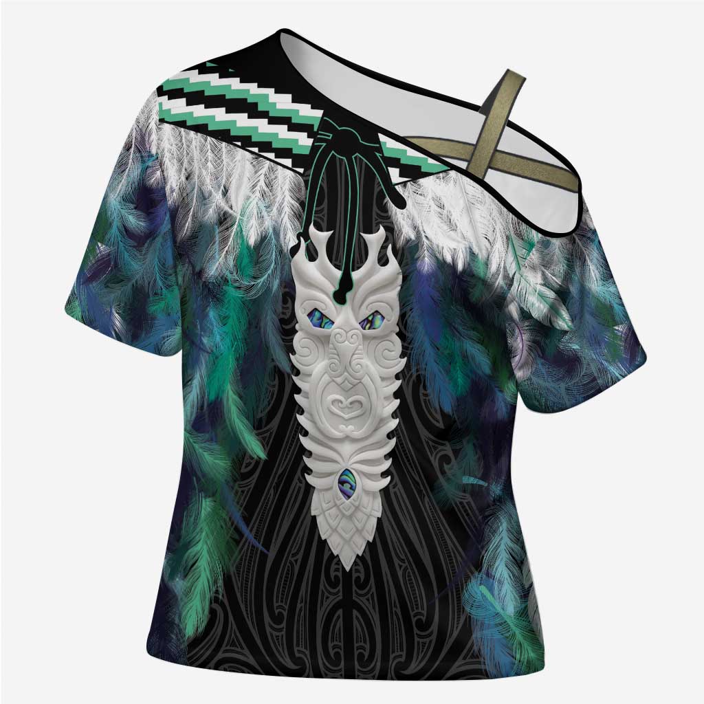 Aotearoa Korowai Motif Cross Shoulder Shirt Maori Tane Poutama - Aussie Hoodie