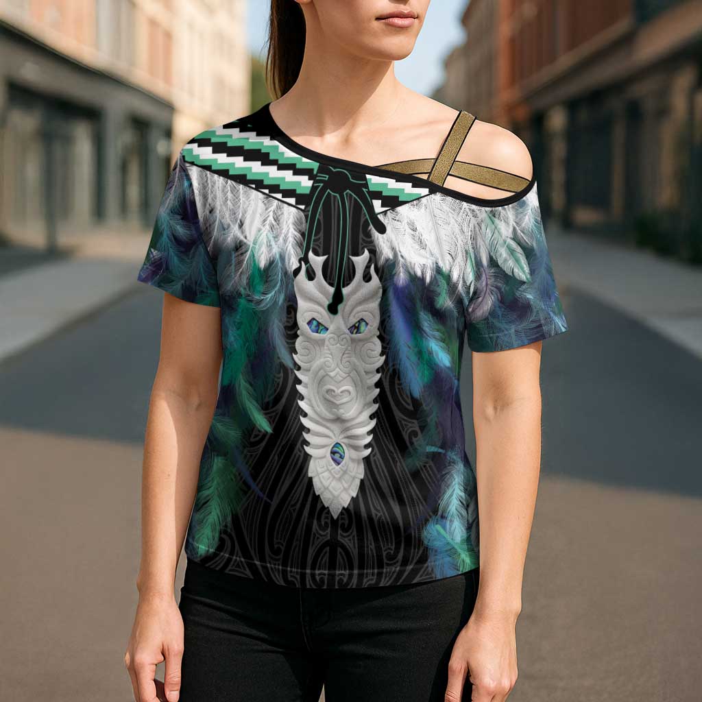 Aotearoa Korowai Motif Cross Shoulder Shirt Maori Tane Poutama - Aussie Hoodie
