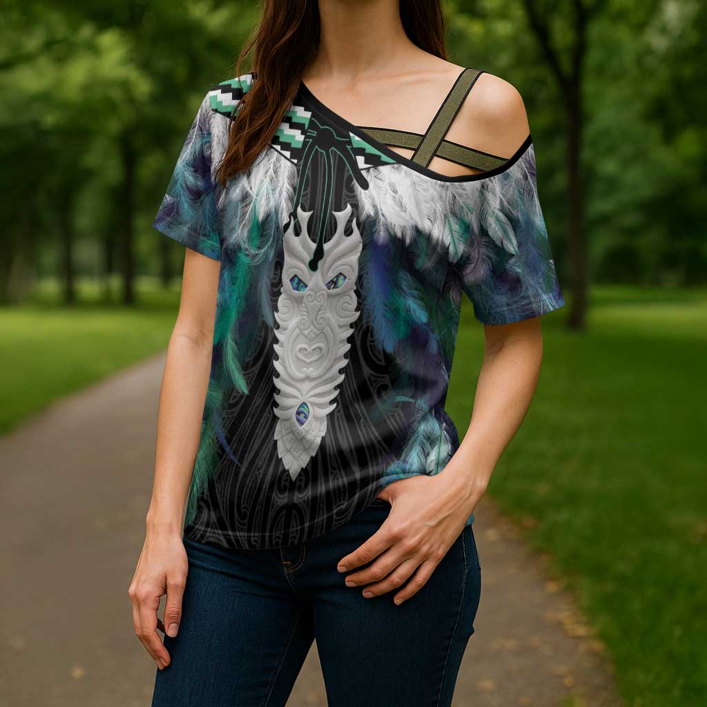 Aotearoa Korowai Motif Cross Shoulder Shirt Maori Tane Poutama - Aussie Hoodie