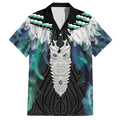 Aotearoa Korowai Motif Family Matching Off The Shoulder Long Sleeve Dress and Hawaiian Shirt Maori Tane Poutama