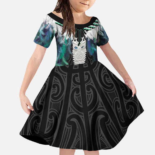 Aotearoa Korowai Motif Family Matching Tank Maxi Dress and Hawaiian Shirt Maori Tane Poutama