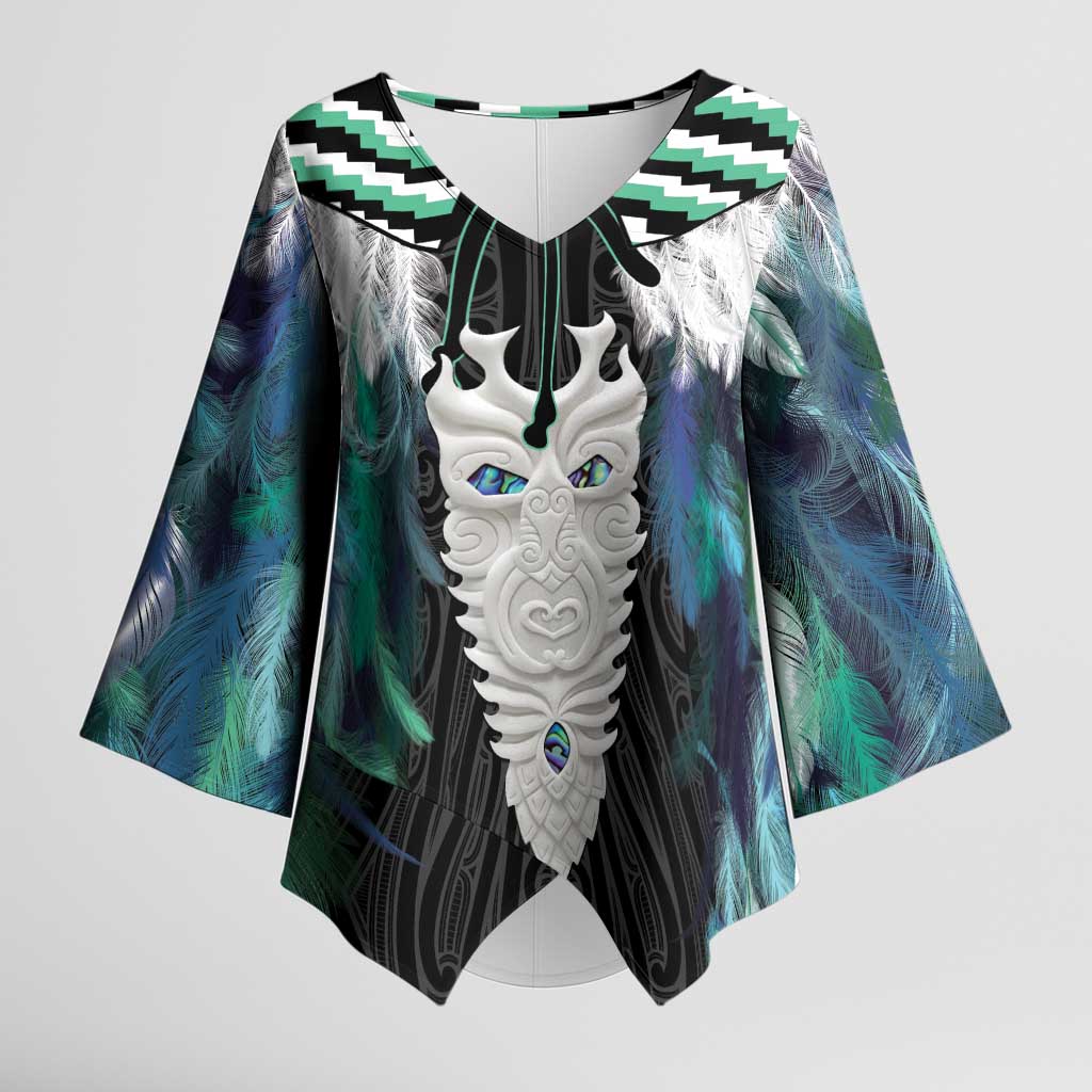 Aotearoa Korowai Motif Kimono Sleeve Blouse Maori Tane Poutama - Aussie Hoodie