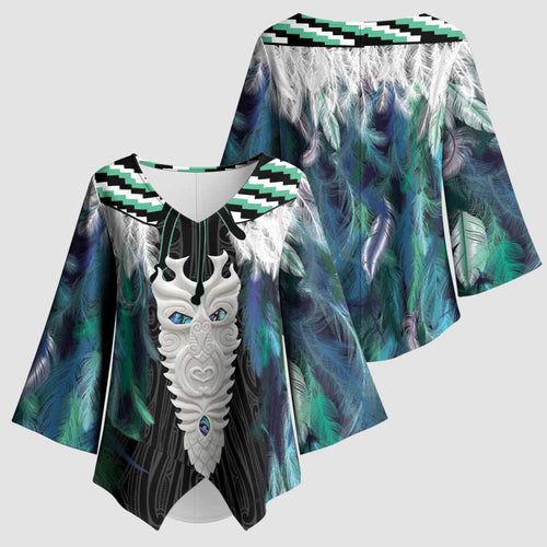 Aotearoa Korowai Motif Kimono Sleeve Blouse Maori Tane Poutama - Aussie Hoodie