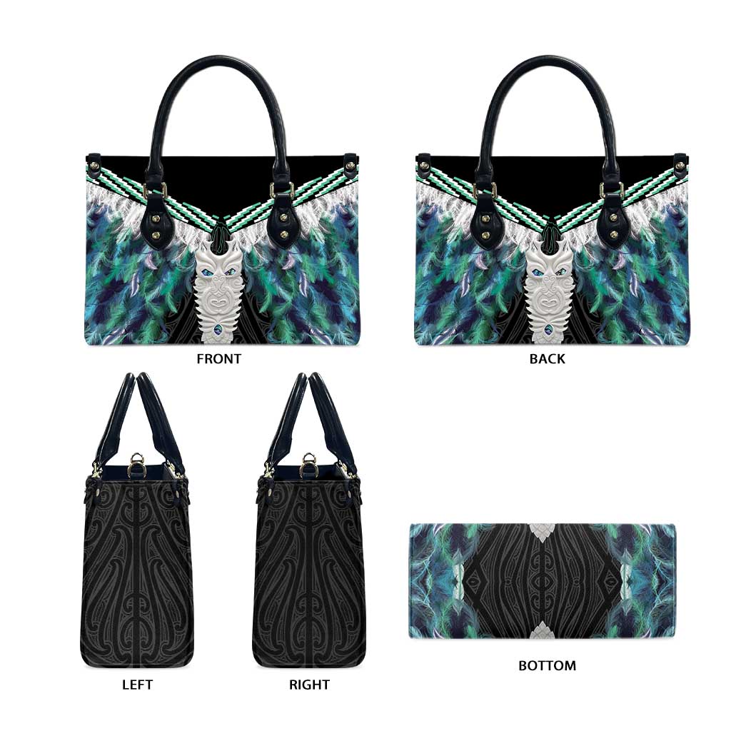 Aotearoa Korowai Motif Leather Bag Maori Tane Poutama - Aussie Hoodie