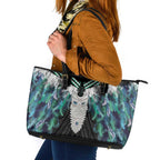 Aotearoa Korowai Motif Leather Tote Bag Maori Tane Poutama