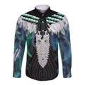 Aotearoa Korowai Motif Long Sleeve Button Shirt Maori Tane Poutama