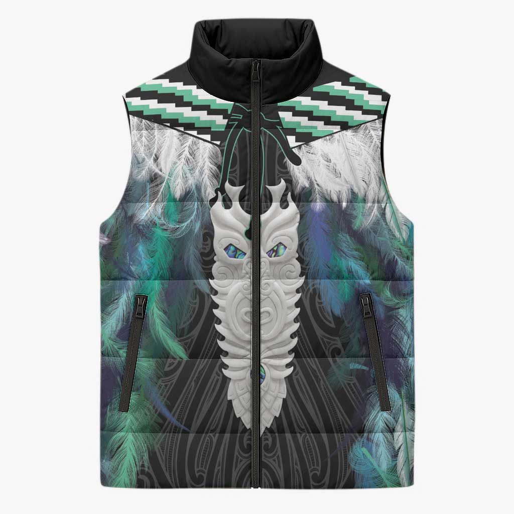 Aotearoa Korowai Motif Sleeveless Puffer Jacket Maori Tane Poutama - Aussie Hoodie