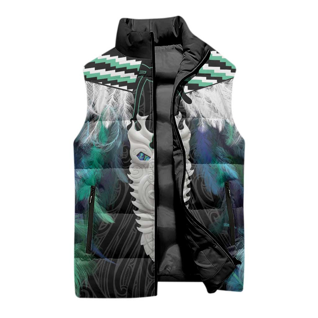 Aotearoa Korowai Motif Sleeveless Puffer Jacket Maori Tane Poutama - Aussie Hoodie