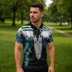 Aotearoa Korowai Motif Zipper Polo Shirt Maori Tane Poutama - Aussie Hoodie