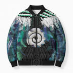 Aotearoa Korowai Motif Bomber Puffer Jacket Maori Koru Poutama - Aussie Hoodie