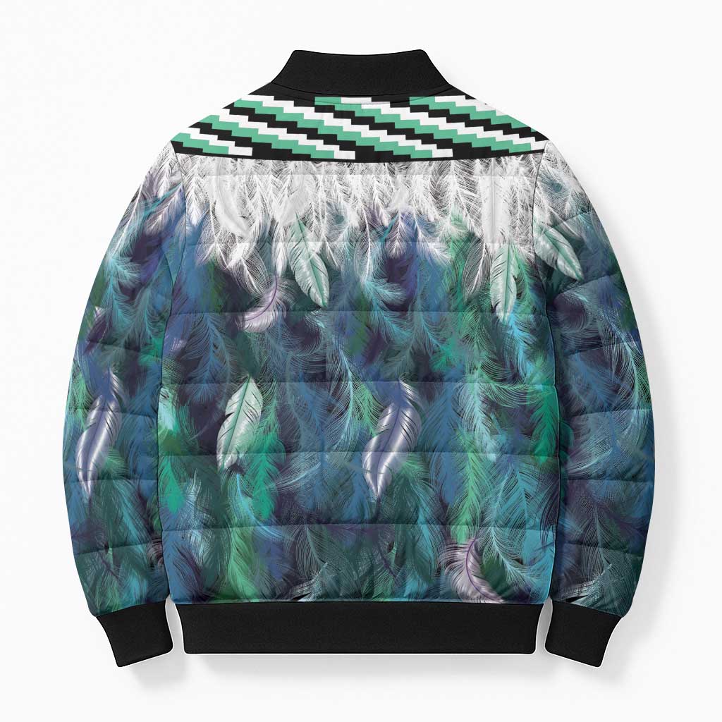Aotearoa Korowai Motif Bomber Puffer Jacket Maori Koru Poutama - Aussie Hoodie