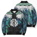 Aotearoa Korowai Motif Bomber Puffer Jacket Maori Koru Poutama - Aussie Hoodie