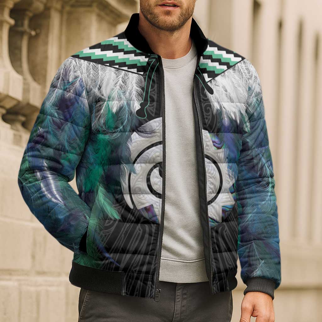Aotearoa Korowai Motif Bomber Puffer Jacket Maori Koru Poutama - Aussie Hoodie