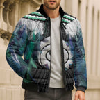 Aotearoa Korowai Motif Bomber Puffer Jacket Maori Koru Poutama - Aussie Hoodie